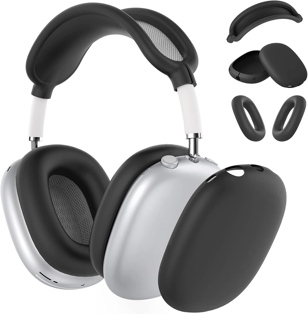 Apple Airpods Max Headphones Silicone Ear Case Cover, Anti-Scratch Ear Pad Case Cover / Ear Cups Cover / Headband Cover Black 