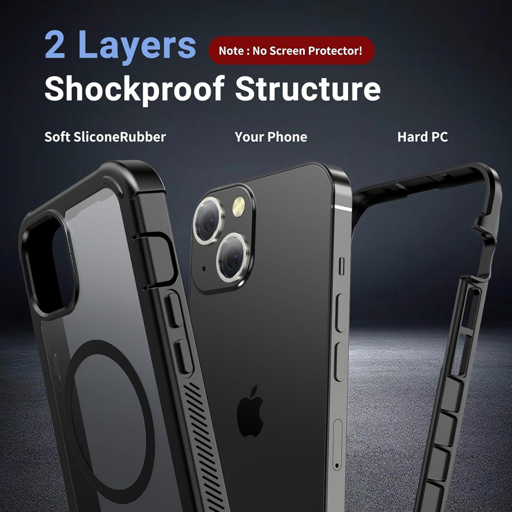 jaroco Magnetic for iPhone 13 Case, [Compatible with MagSafe][Military Grade Drop Protection][Heavy Duty Protection][Non-Slip][Shockproof] 2-Layer Durable...