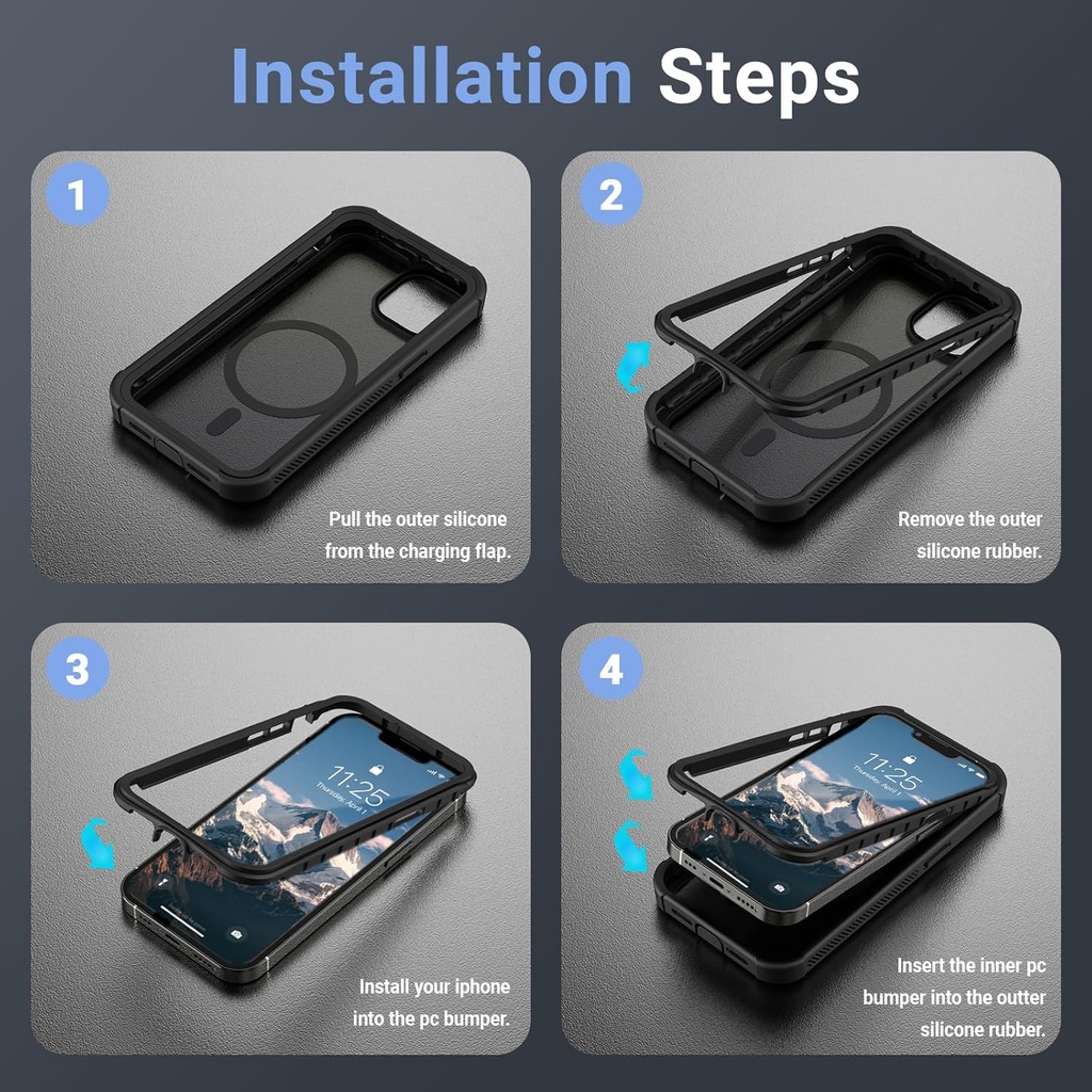 jaroco Magnetic for iPhone 13 Case, [Compatible with MagSafe][Military Grade Drop Protection][Heavy Duty Protection][Non-Slip][Shockproof] 2-Layer Durable...