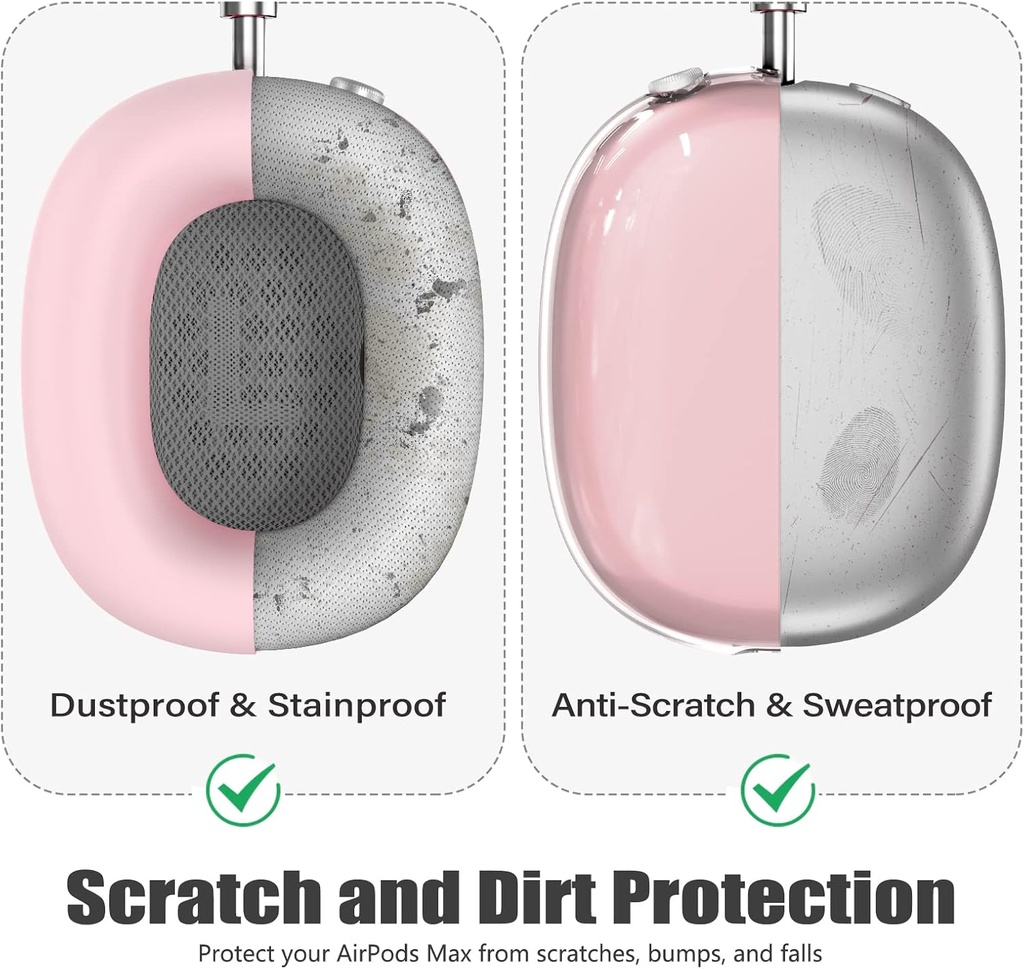 Apple Airpods Max Headphone 4 in 1 Ear Pad Covers/Ear Cups/Headband Cover , Clear pink