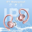 PEFUPEW Wireless Earbuds, Over Ear Buds With ENC Noise Cancelling Mic, 48H,  Earhooks, Stereo Deep Bass, IP7 Waterproof for Workout, Rose Gold