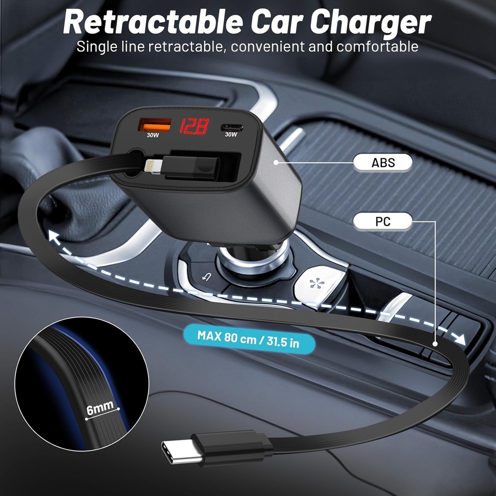 2 in 1 Retractable Car Charger