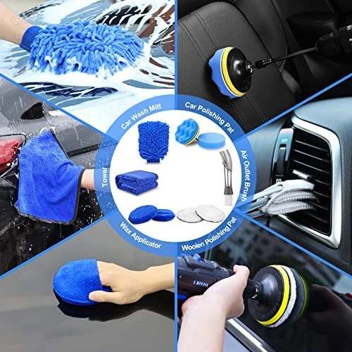 27pcs Car Wash Detail Kit, Car Wash Detail Brush Set, Car Wash Detail Drill Brush Set, Detail Brush, Car Wash Kit, Car Wash Accessories, Car Cleaning Tool Kit for Interior, Exterior And Wheels - Without Power TOOL BOX