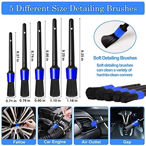 27pcs Car Wash Detail Kit, Car Wash Detail Brush Set, Car Wash Detail Drill Brush Set, Detail Brush, Car Wash Kit, Car Wash Accessories, Car Cleaning Tool Kit for Interior, Exterior And Wheels - Without Power TOOL BOX