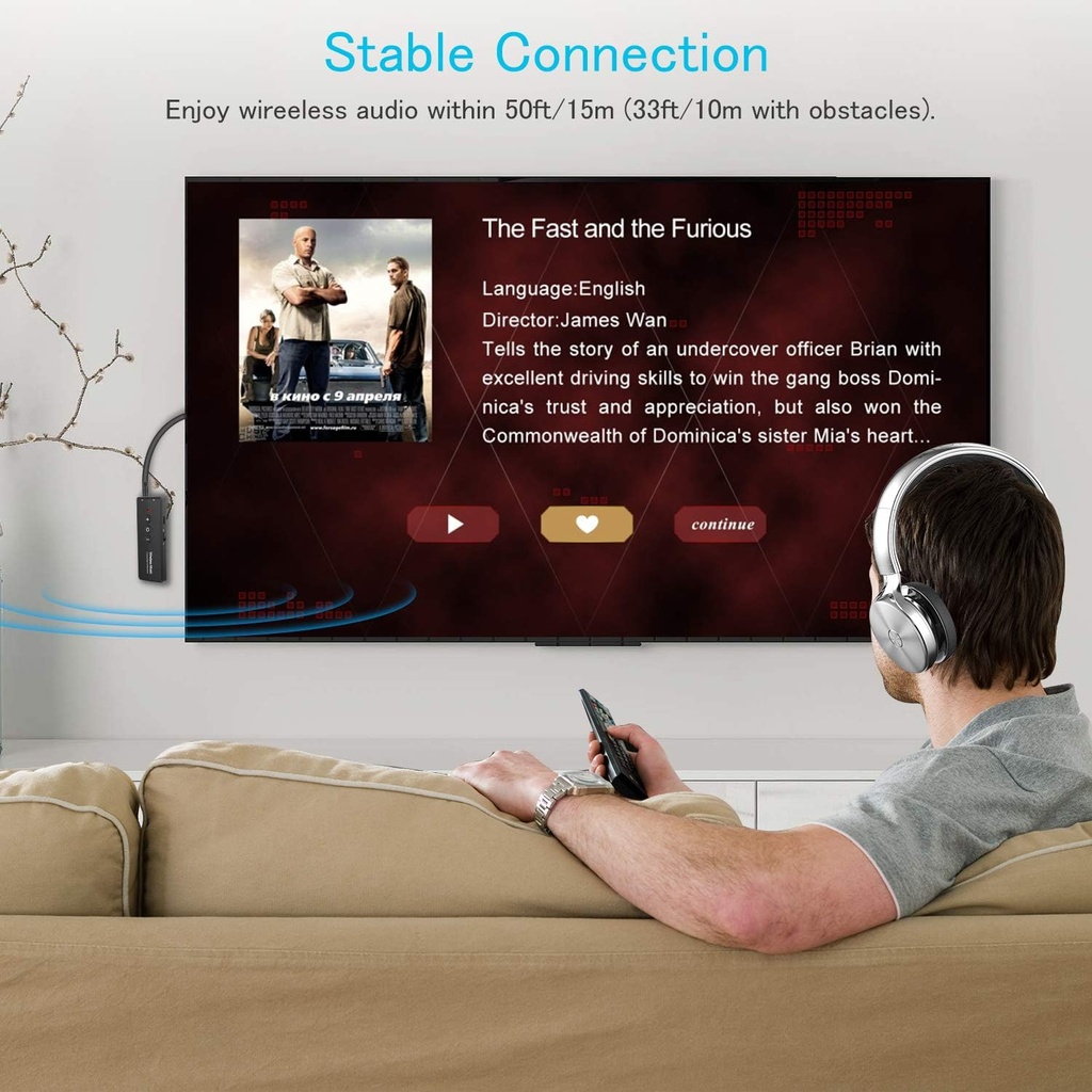 3 IN 1 Portable Transmitter wireless Rechargeable Transceiver Adapter for tv ,pc,car