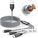 3 in 1 Charging Cable 4ft 3Pack USB , Multiple Rapid Nylon Braided Cable USB Charging Cable Multi Phone Charger Cord with Type C Micro Lightning USB Connectors for Cell Phones