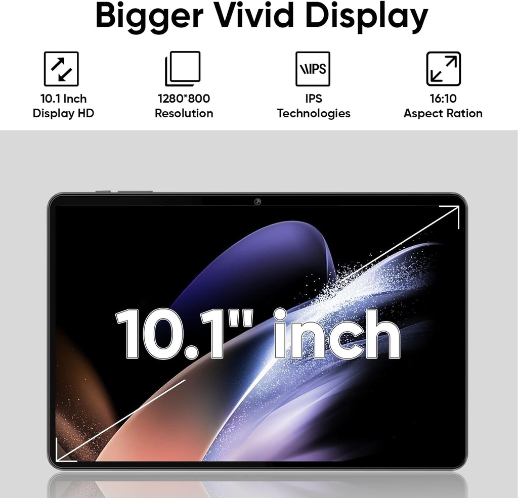 Andriod Tablet 3GB RAM 64GB ROM 1TB Expand, Quad-Core Processor, 1280x800 LCD Touch Screen, WiFi 5, Dual Camera, BT5.0, 6000mAh Battery (Blue)   