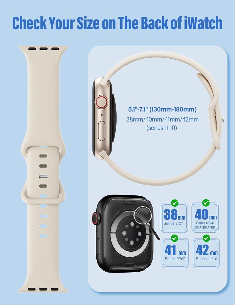 Apple watch Soft Silicone Bands for Series10, 42/44/45/46/49mm