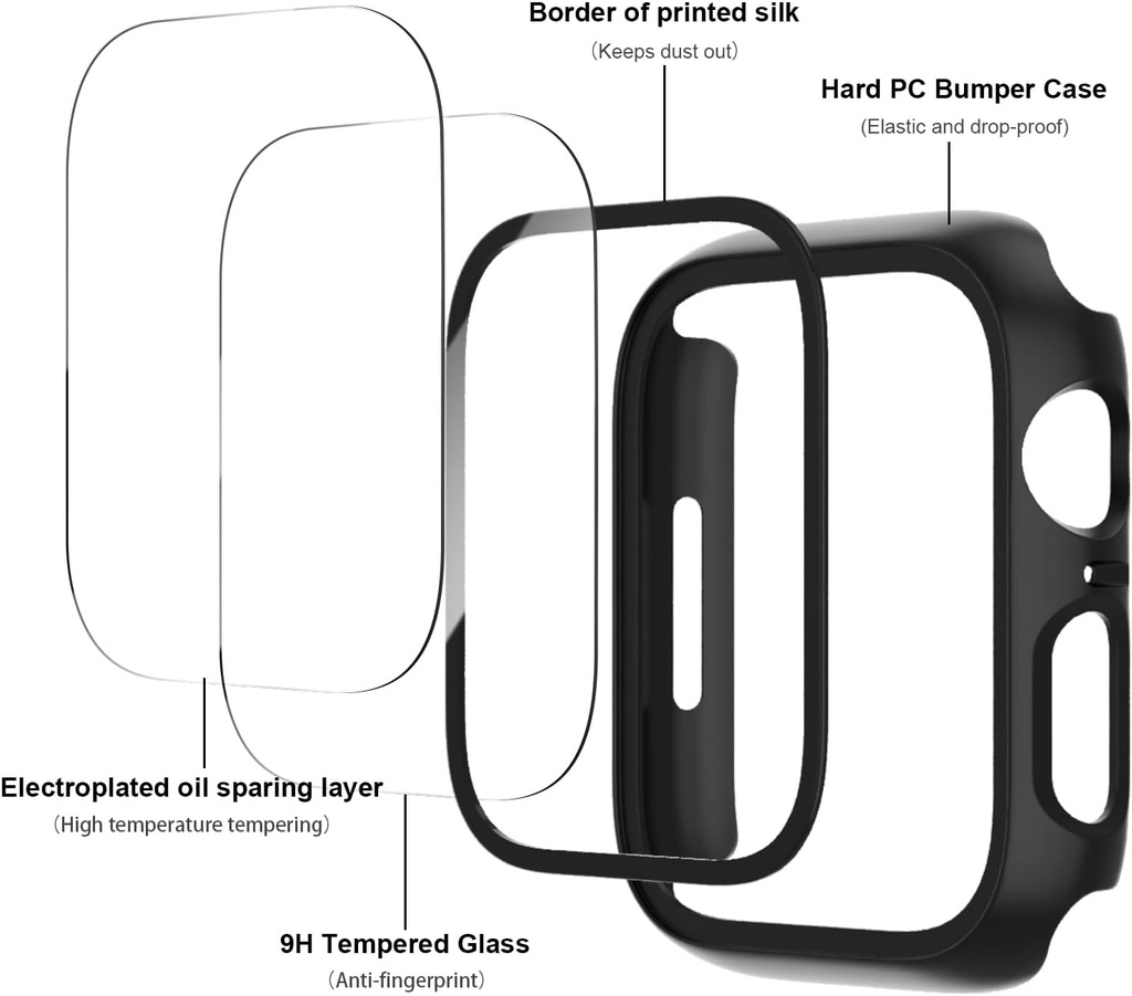 Apple WATCH Tempered Glass All-In-One Watch Case, Anti-Drop Stylish Protective Cover 45MM