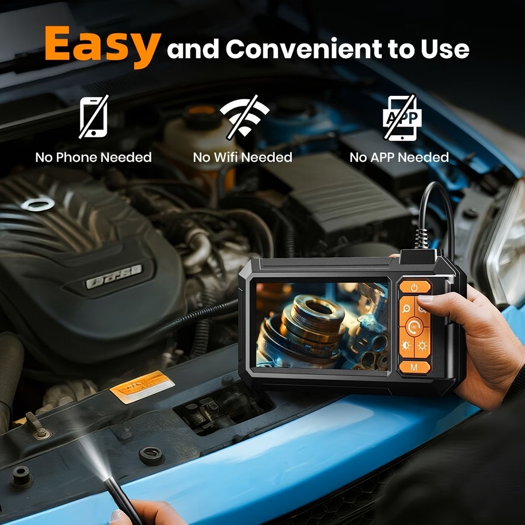 Borescope Camera With Light, industrial Endoscope Camera With Light, 1080P HD Inspection Camera, Snake Camera, (4.3")