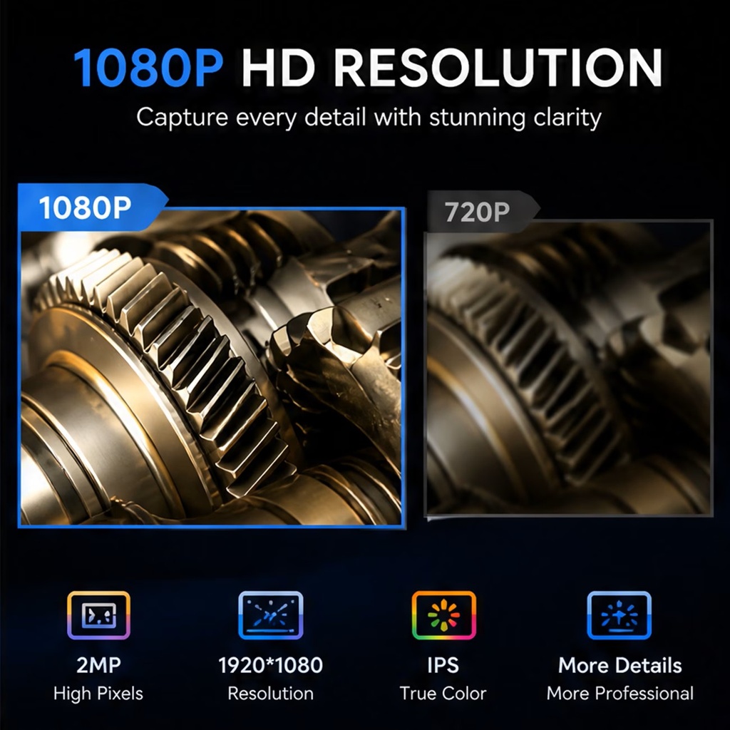 Borescope Camera With Light, industrial Endoscope Camera With Light, 1080P HD Inspection Camera, Snake Camera, (4.3")