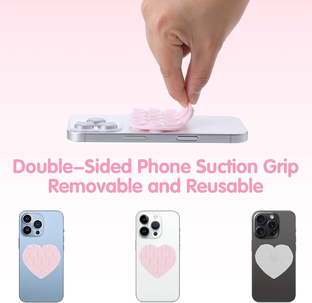 Doubled sided Heart shaped silicon suction cup light pink 