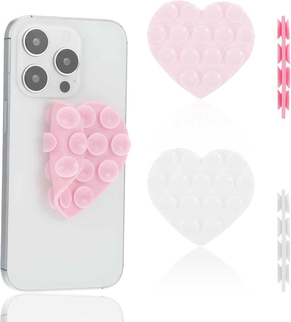 Doubled sided Heart shaped silicon suction cup light pink 