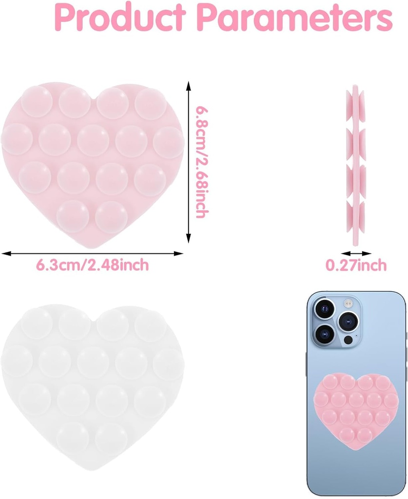 Doubled sided Heart shaped silicon suction cup Black