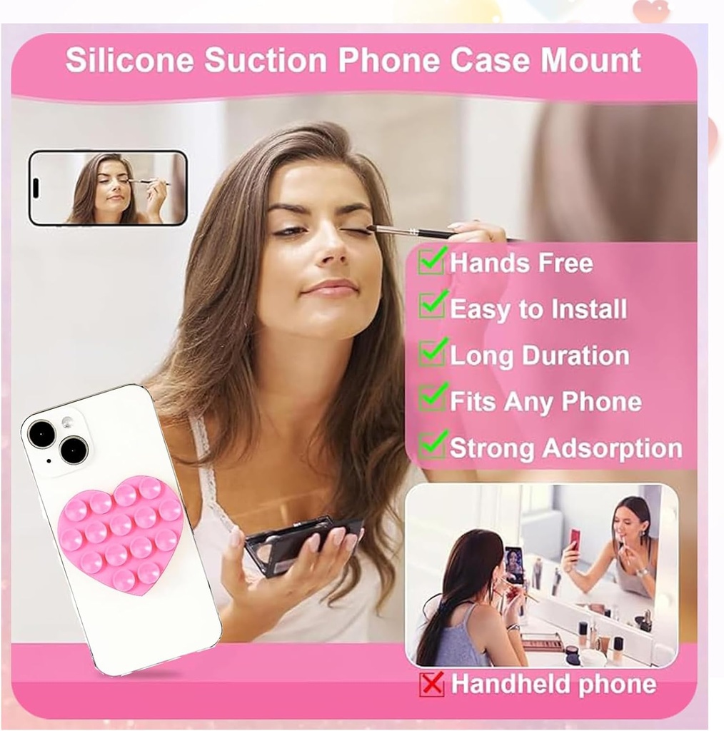 Doubled sided Heart shaped silicon suction cup pink