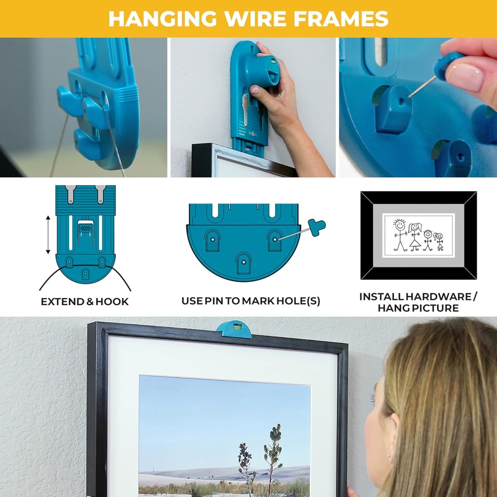 VEAMOR All-in-One Picture Hanging Kit - with Calibration Function and Picture Hanging Tool to Hang it Perfect -Hardware Case +105 Pcs Hanging Hardware-Zero Measurement with The Hanging Tool Kit.