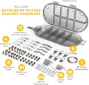 VEAMOR All-in-One Picture Hanging Kit - with Calibration Function and Picture Hanging Tool to Hang it Perfect -Hardware Case +105 Pcs Hanging Hardware-Zero Measurement with The Hanging Tool Kit.