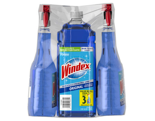 Windex Original Glass Cleaner, 2 spray bottles + 67 fl. oz. Refill | Total 113 fl. oz