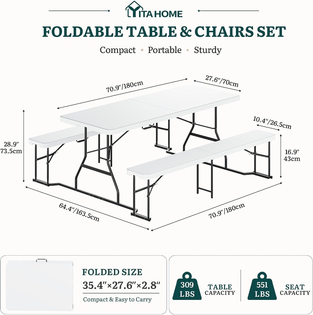 Yitahome Picnic Table with Benches 6FT