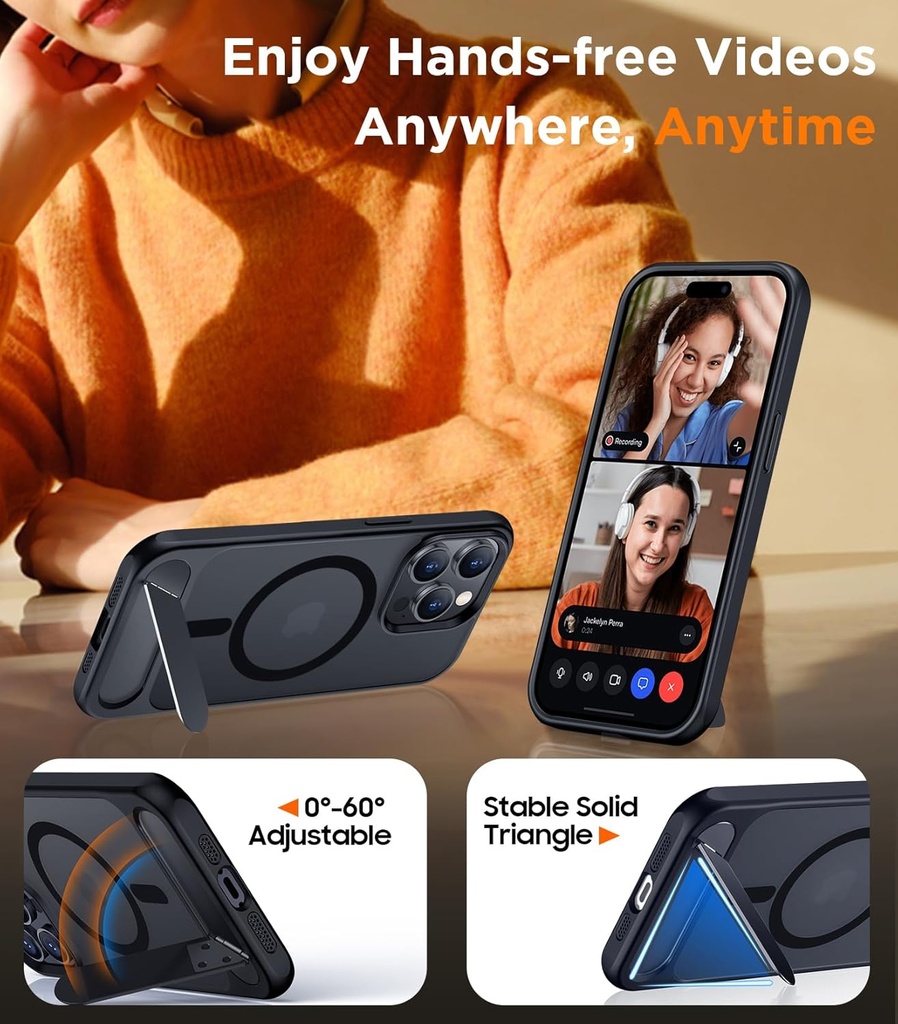 Temdan Magnetic Compatible with iPhone 15 Pro Max Case, [Built-in Invisible Kickstand]