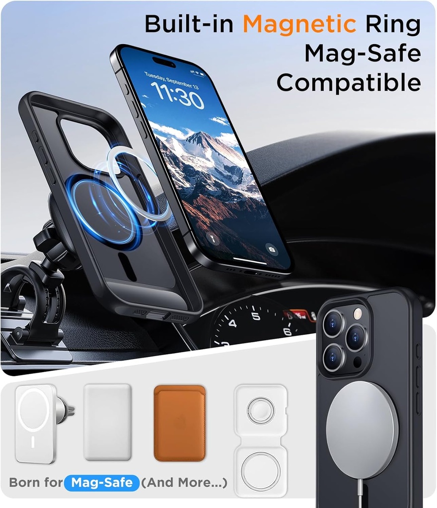 Temdan Magnetic Compatible with iPhone 15 Pro Max Case, [Built-in Invisible Kickstand]