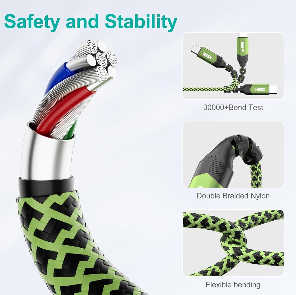 KREMORV Type C to C COLORED BRAIDED Cord 
