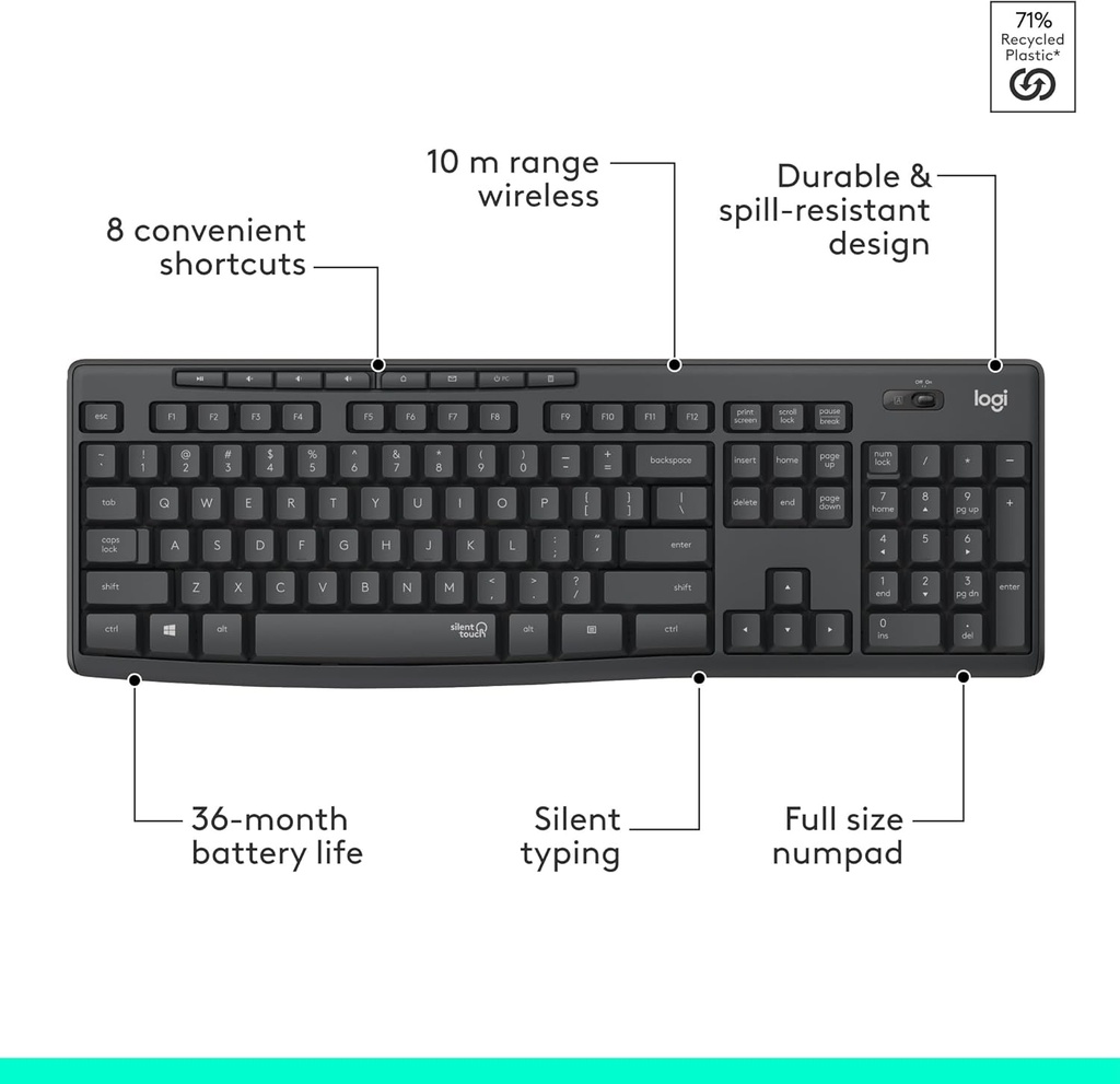 LOGITECH SILENT WIRELESS COMBO KEYBOARD MK295 