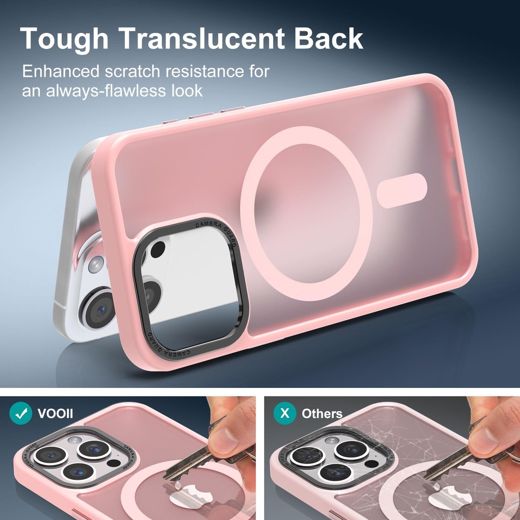 Vooii Strong Magnetic for iPhone 15 Pro Max Case, [Compatible with Magsafe] [13FT Military Grade Drop Protection] Slim Shockproof Translucent Matte Case for iPhone 15 Pro Max 6.7 inch - Pink
