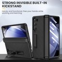 Ruky Galaxy Z Fold 5 Case, with Magnetic Kickstand and Hinge Protection,Built-in Screen Protector, PU Leather Carbon Fiber
