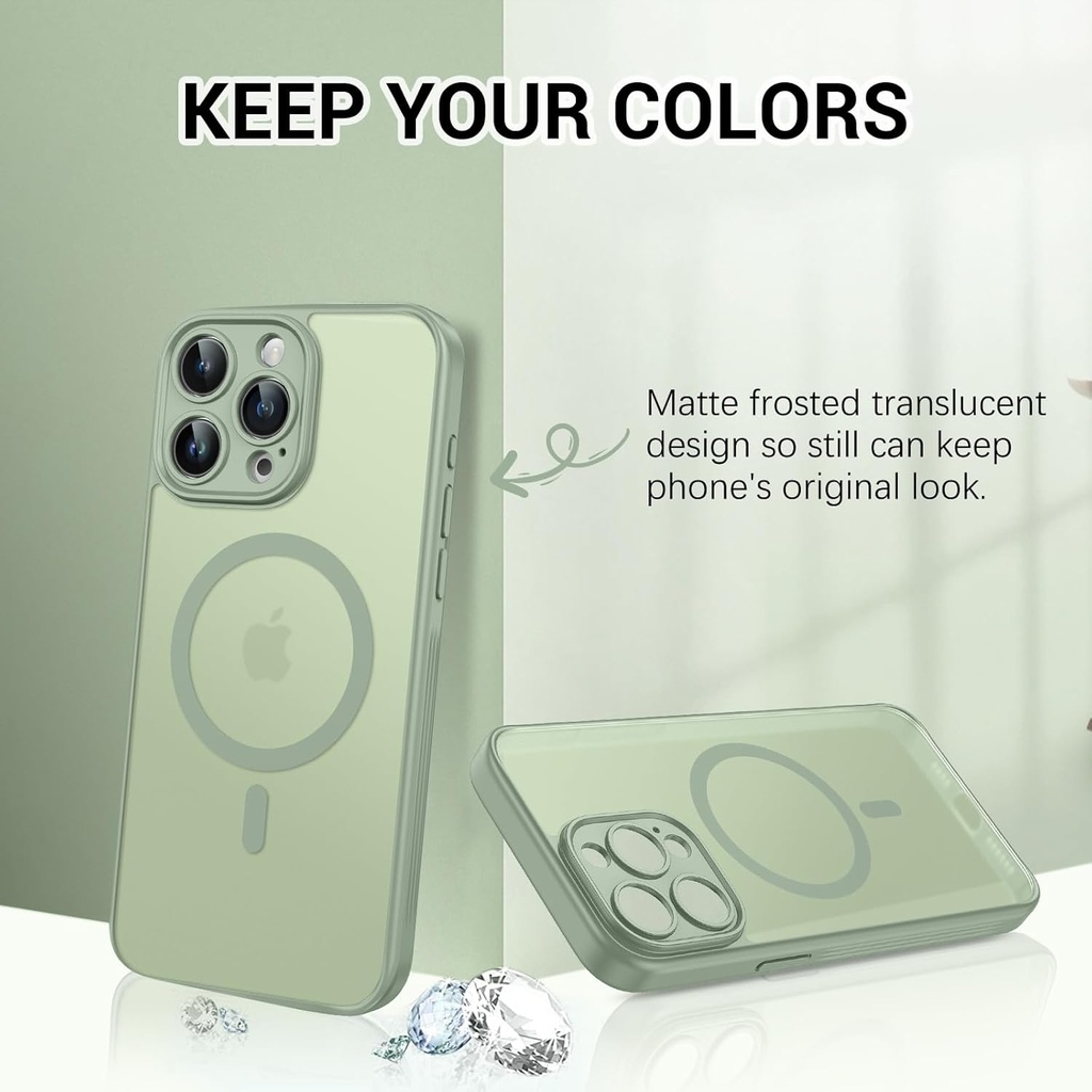 BENTOBEN Magnetic for iPhone 15 Pro Max Case [Compatible with Magsafe] [Full Camera Protection] [Military-Grade Anti-drop] Matte Slim Thin Shockproof Phone Case iPhone 15 Pro Max for Women Men, Patina