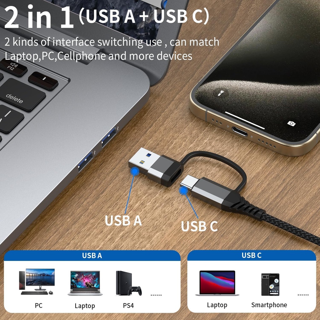 USB C to USB Hub 4 Ports,Type C to USB 3.0 Hub with a USB C to USB Adapter,USB 3.0 Hub Multi Port Expander for MacBook Pro,iPad Pro,Chromebook,Pixelbook,Dell,Samsung Galaxy,iPhone 15 16 17 Pro Max
