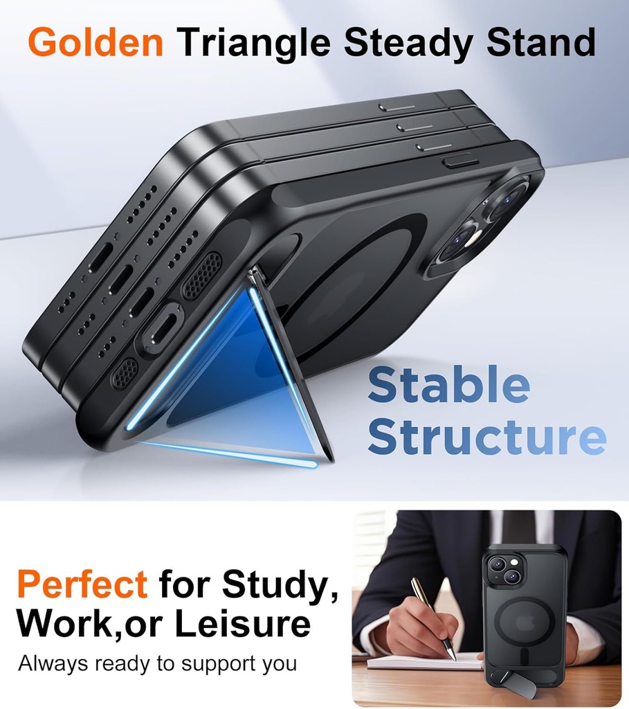 Temdan iPhone 15 Case, [Built-in Invisible Kickstand]