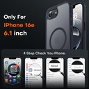 TOCOL for iPhone 16e Case, Upgraded Full Camera Protection, Compatible with Magsafe, Drop Protection, Translucent Magnetic Matte Phone Case for iPhone 16e 6.1 inch (Black)