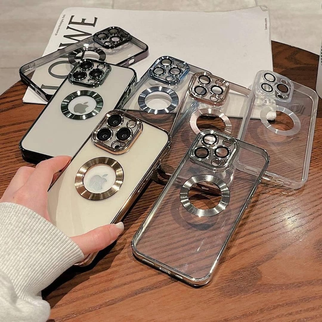 YTanazing iPhone 14 Pro Clear Case with Camera Lens Protection Luxury Cute Plating Slim Thin Shockproof Protective Phone Case for Women Girls Men,Black