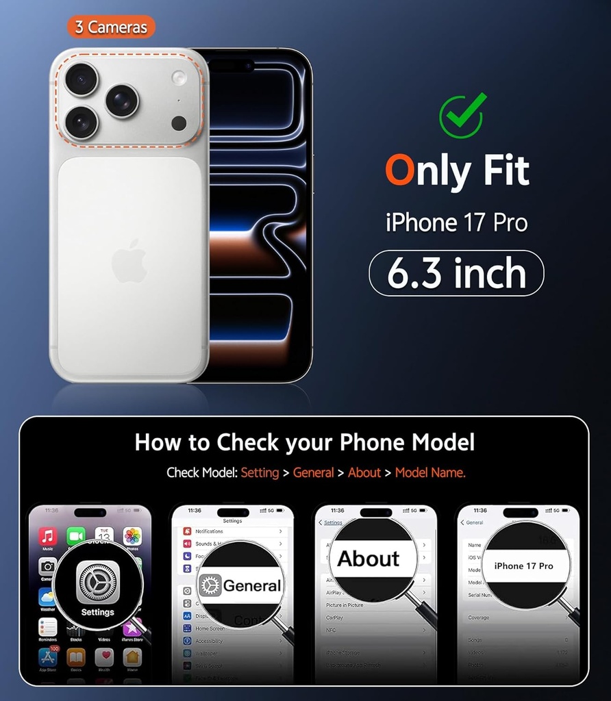 FNTCASE for iPhone 17 Pro Case: Clear Magnetic Phone Cases with Screen Protector Compatible with Magsafe Slim Anti Yellowing Rugged Shockproof Protective Transparent Cell Phone Cover (A-Clear)