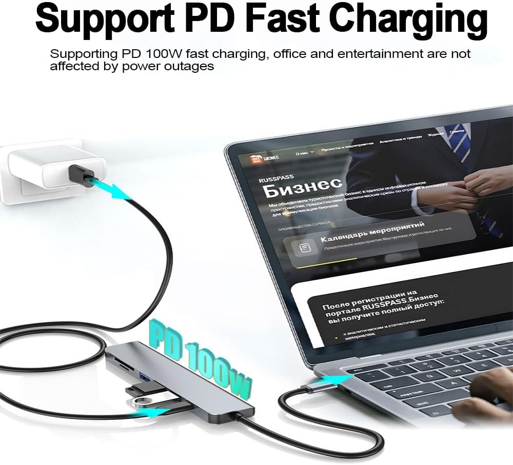 USB C Hub HDMI Adapter for MacBook Pro/Air, 7-in-1 Powered USB-C Multiport Hub Adapter with 4K HDMI, PD, USB 3.0, SD/TF Card Reader for MacBook Pro/Air Laptops, PC, iPad, iPhone 15/16 and More