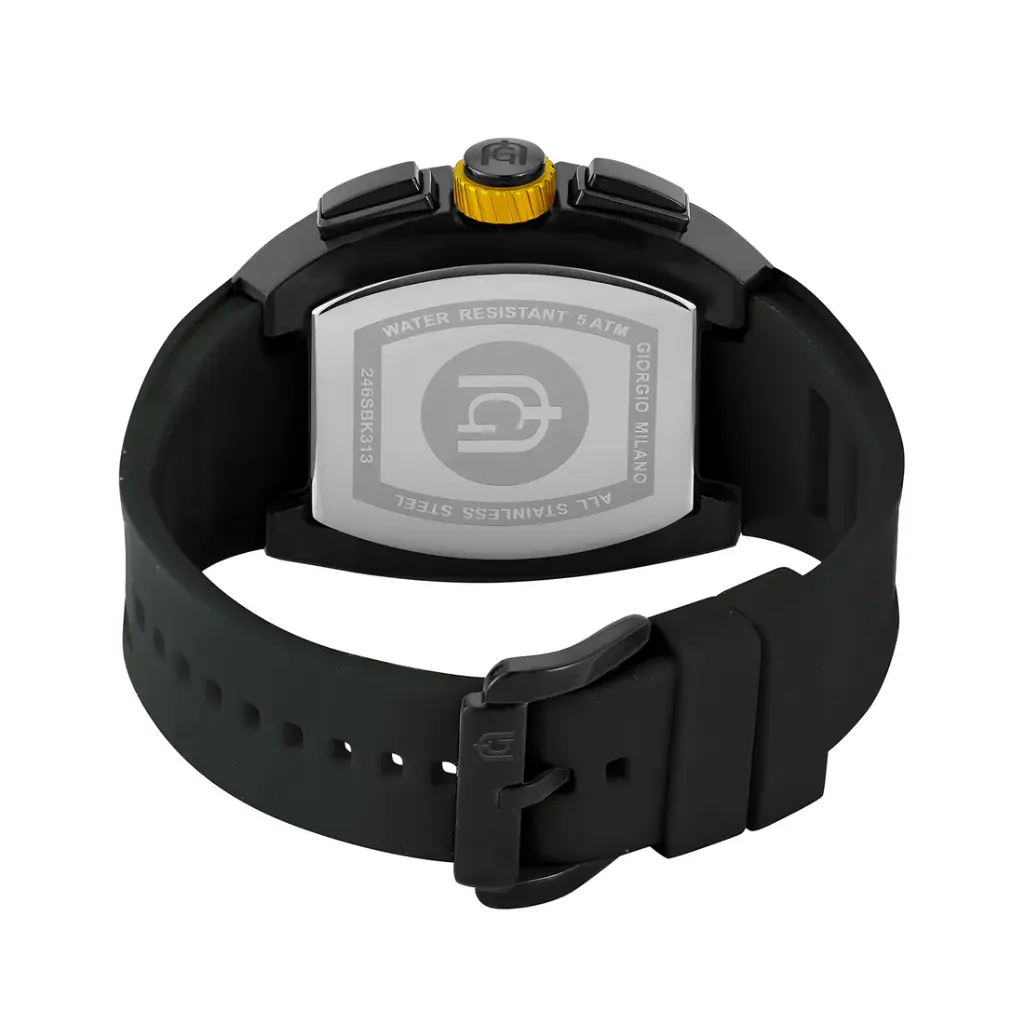 Giorgio Milano Black stainless steel case Chrono with date Black rubber strap 246SBK313 CARLO 