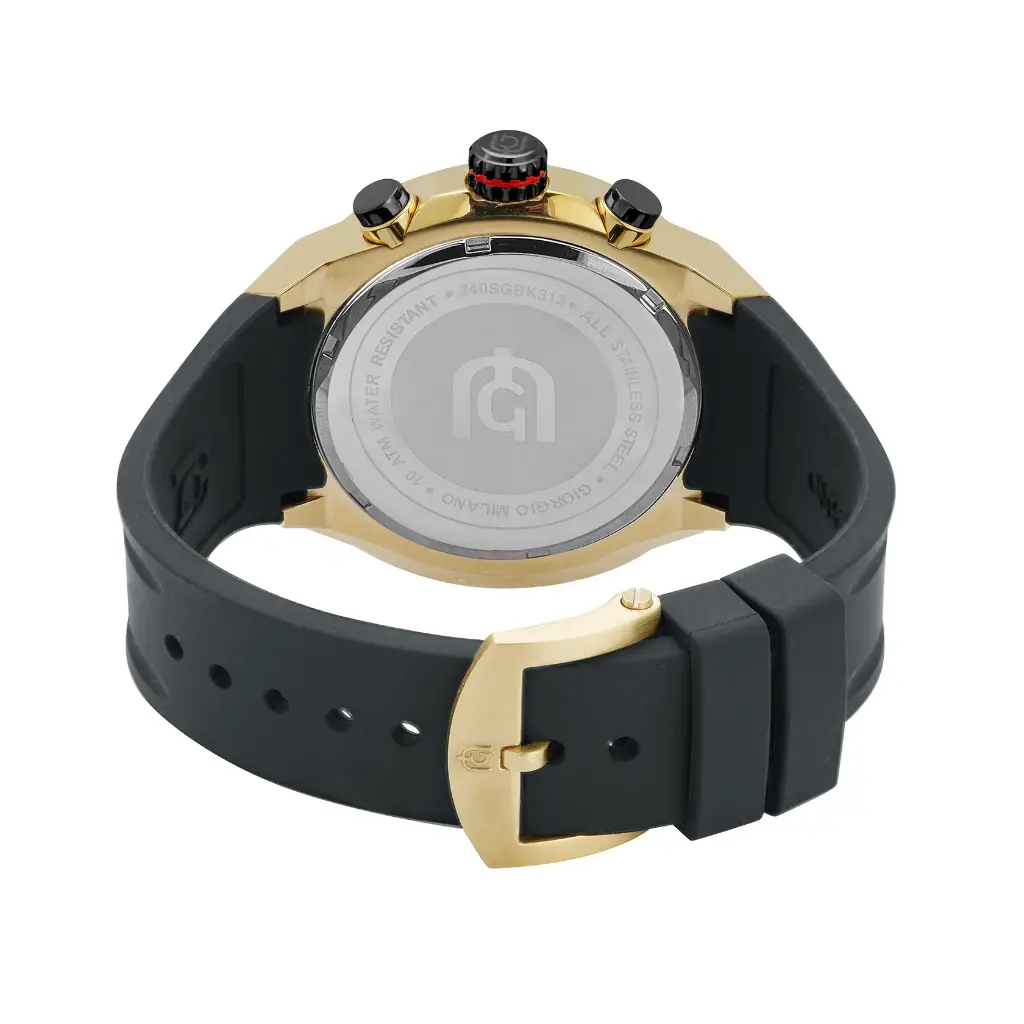 Giorgio Milano Gold and Chrono with date Black Silicone strap 240SGBK313 MAXIMUS