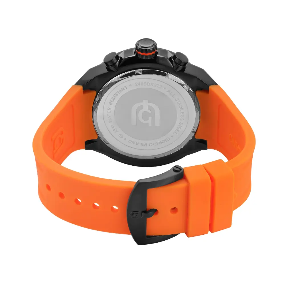 Giorgio Milano Black and Chrono with date Orange Silicone strap 240SBK318 MAXIMUS 