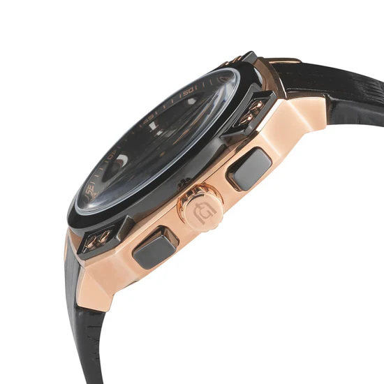 Giorgio Milano Chrono Square Rose Gold Case Black Leather Strap 886RGBK032 Tempo 