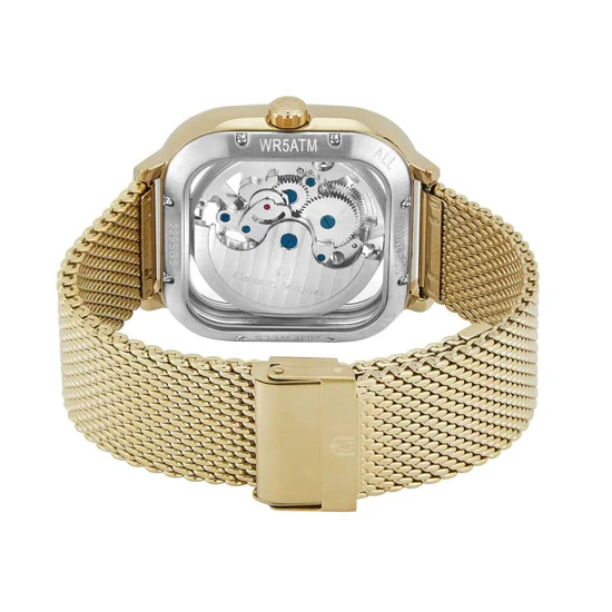 Giorgio Milano Gold Square Case automatic Movt Gold Mesh Bracelet 229SG5 ALFEO 