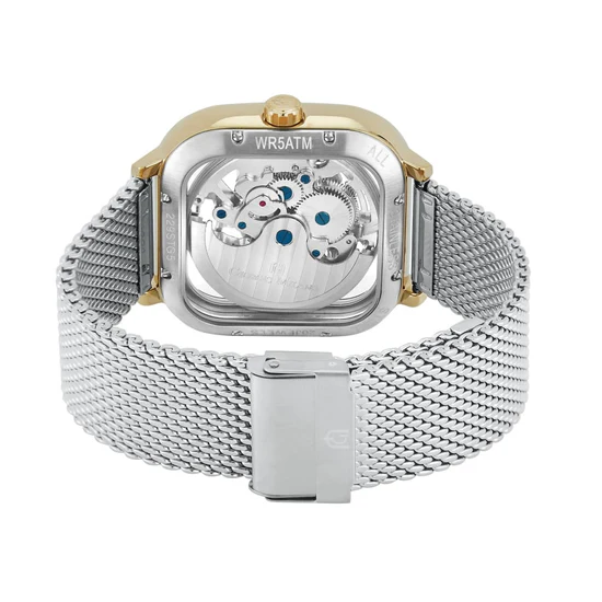 Giorgio Milano Gold Square Case automatic Movt Steel Mesh Bracelet 229STG5 ALFEO