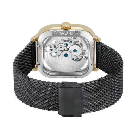 Giorgio Milano Rose Gold Square Case automatic Movt Black Mesh Bracelet 229SGBK5 ALFEO