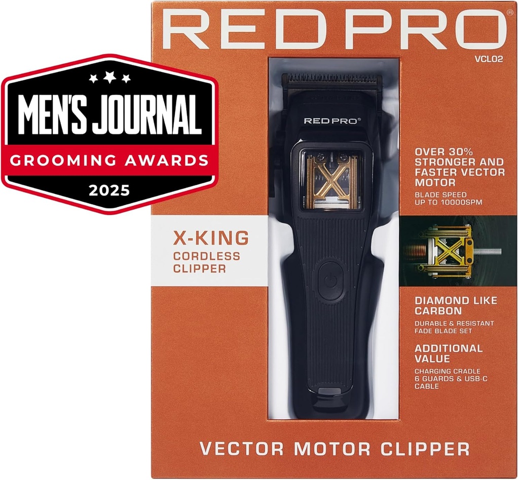 RED Pro X-King Cordless Hair Clipper for Men Hair Cutting, Strong & Fast Vector Motor, 