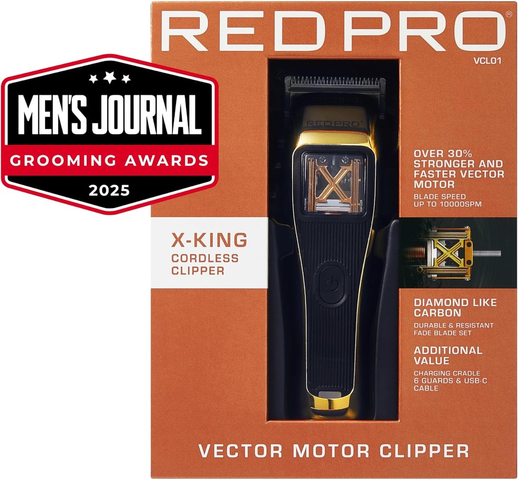 RED Pro X-King Cordless Hair Clipper with Strong & Fast Vector Motor, VCL01