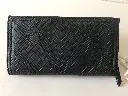 JESSICA SIMPSON METEORITE LARGE FRANKIE BASKET WEAVE ZIP/SNAP WALLET NWT