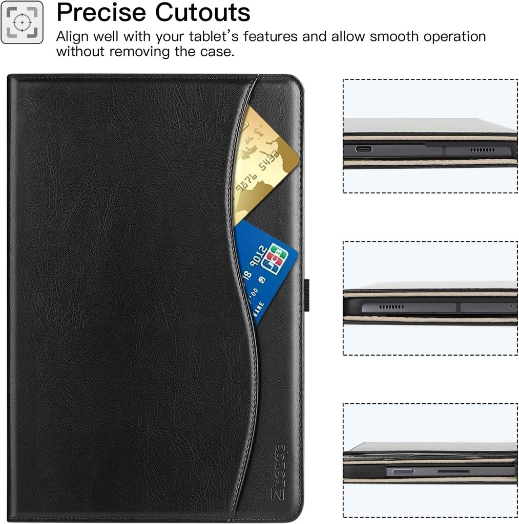 ZtotopCases for Samsung Galaxy Tab S10 FE 10.9 Inch 2025/S9/S9 FE, PU Leather Business Cover with Auto Sleep/Wake, Front Pocket, Hand Strap for Samsung S10 FE/S9/S9 FE Tablet Support S Pen, Black