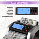 Money Counter Machine with Value Bill Count, UV/MG/IR/MT/DD Counterfeit Detection for Dollar Euro Cash, Bill Counter Machine with Count/Add/Batch/Auto Modes, External LCD Display, Office Supplies