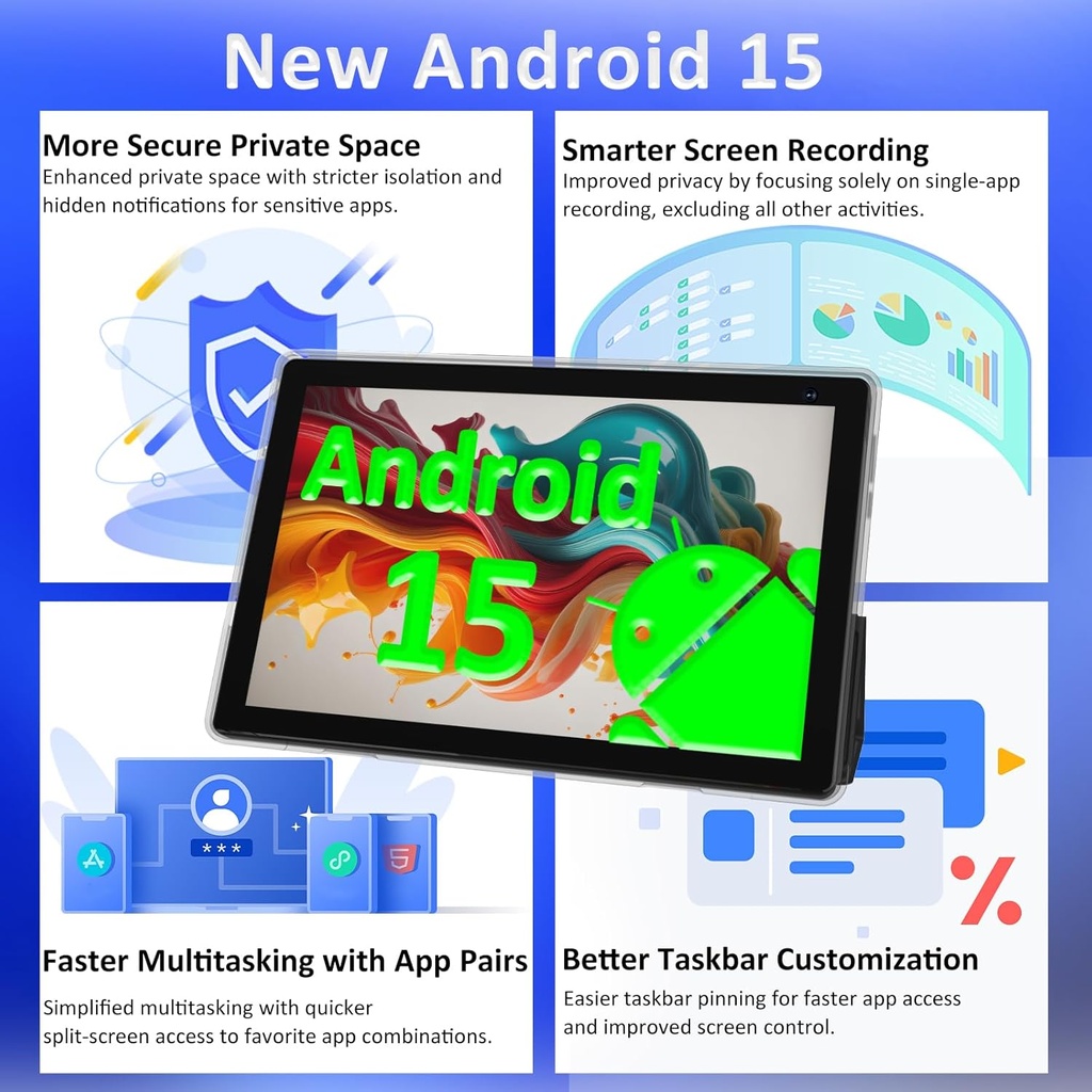 COOPER 10 inch Android 15 Tablet, 8GB RAM 32GB ROM 