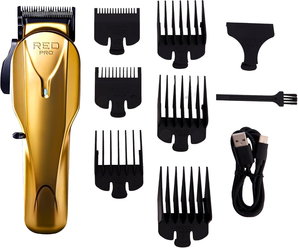 RED Pro Professional Cordless Hair Clipper for Men, Electric Rechargeable Hair Clipper Set for Barbers and Stylists PCL01
